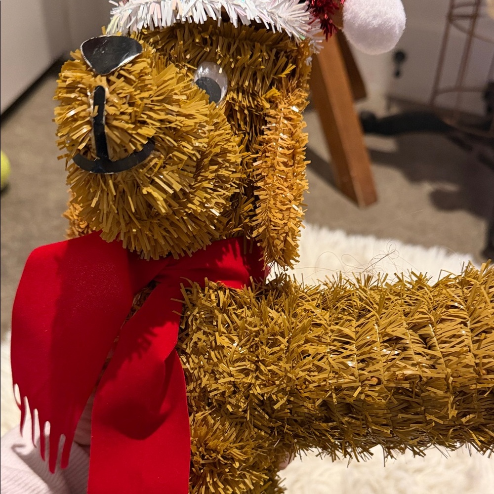 Festive Dachshund Weiner Brown Dog Decoration with Red Accessories - Santa Dog